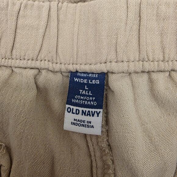 Old Navy Tan High Rise Wide Leg Gauzy Pull On Wide Leg Pants Size Large Tall - Picture 6 of 10